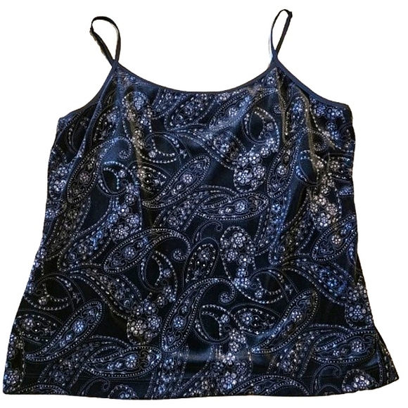 Chico's women's Black shimmer camisol w/built-in bra & adjustable straps Size 3 - Picture 1 of 12
